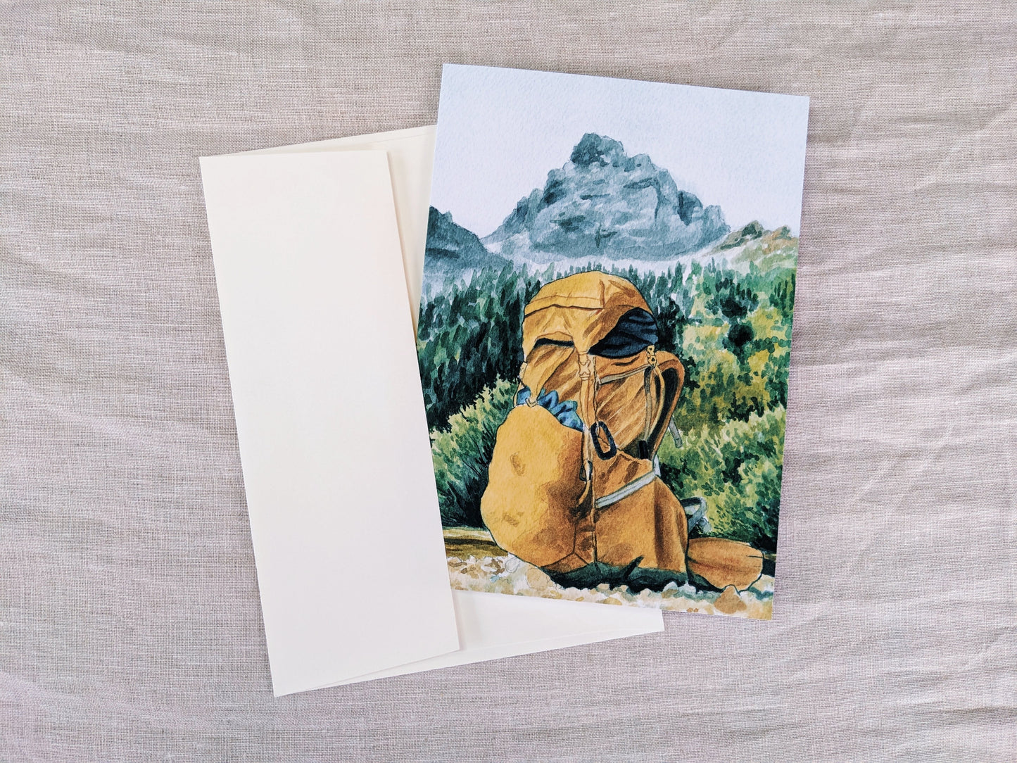 Backpack in the Tetons - Greeting Card - Kim Everhard Art