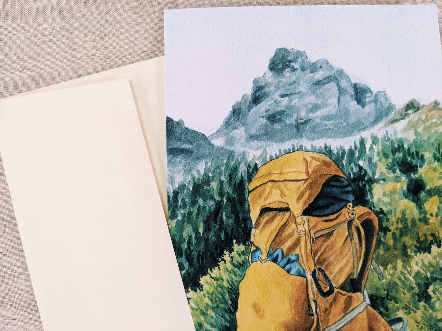 Backpack in the Tetons - Greeting Card - Kim Everhard Art