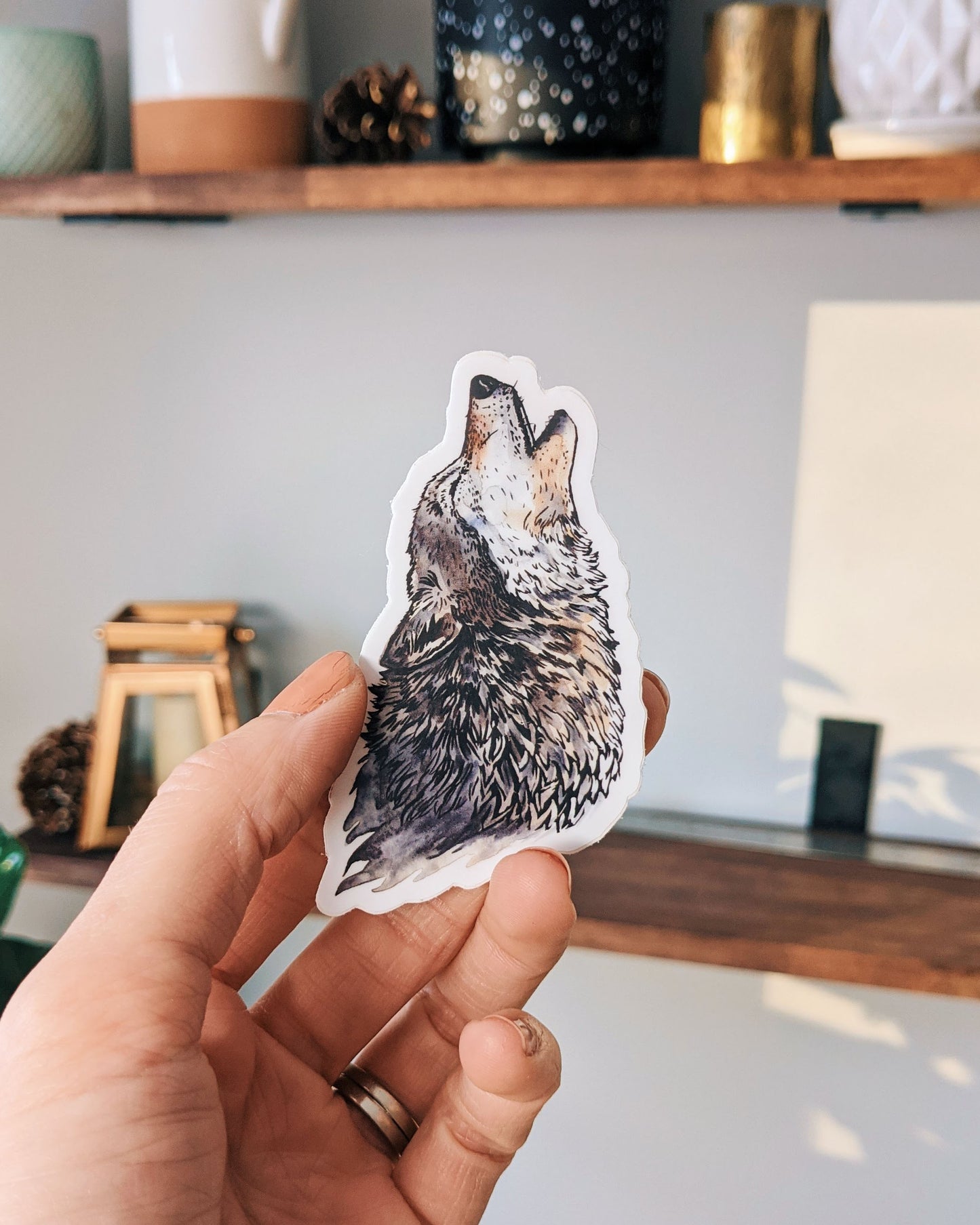 Howling Wolf - vinyl sticker - Kim Everhard Art