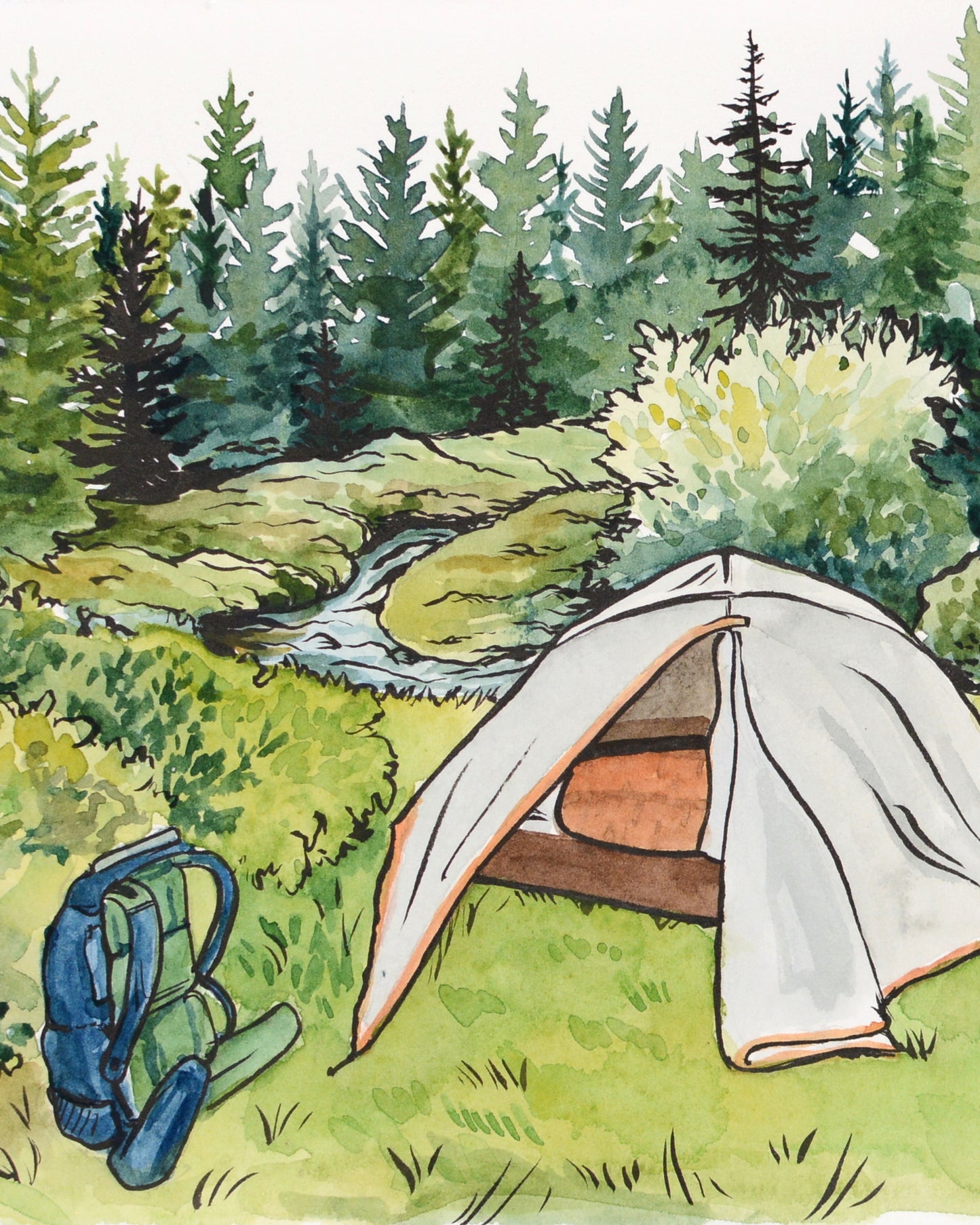 Campsite in Dolly Sods - Original Painting - 10.5x7" - Kim Everhard Art