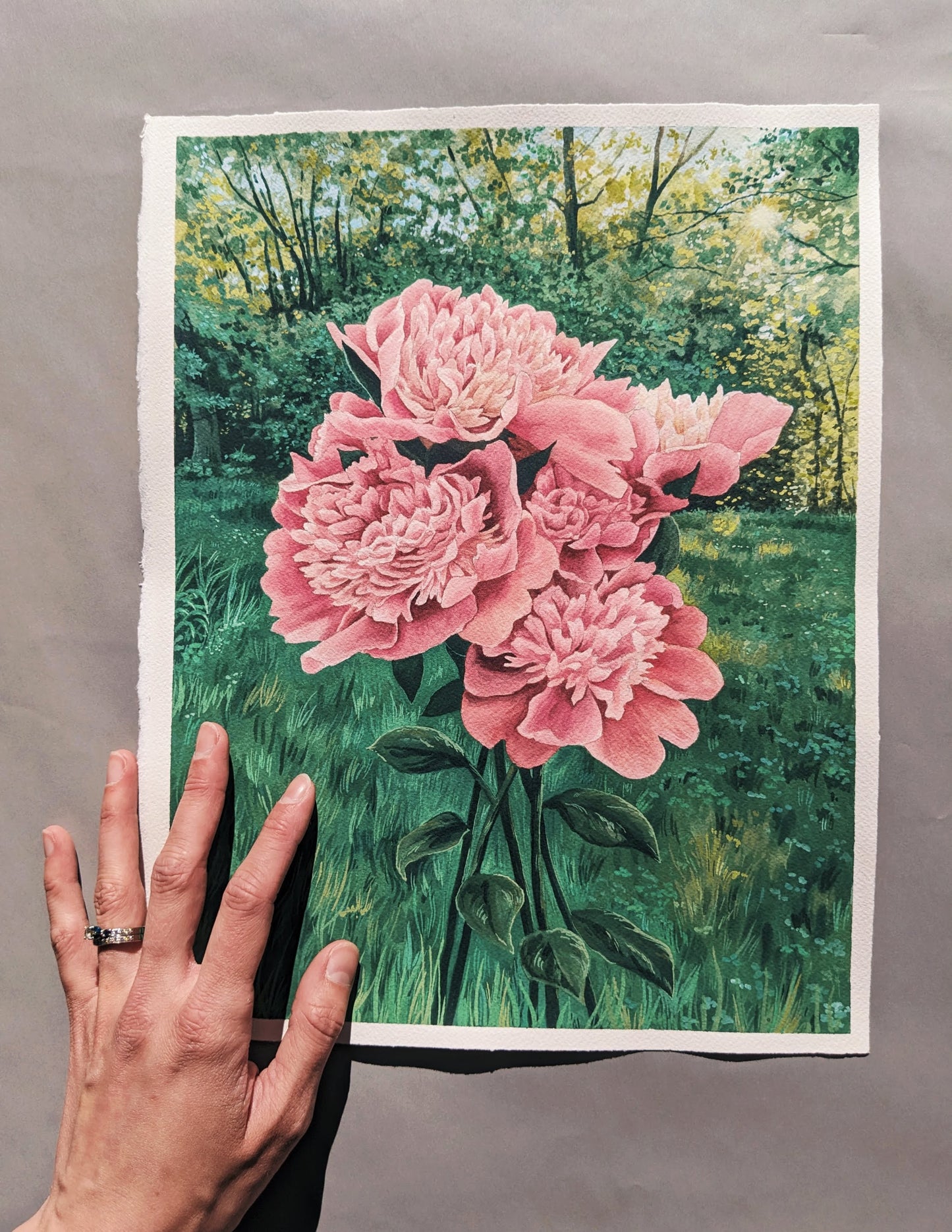 Peonies - Original Mixed Media - Kim Everhard Art