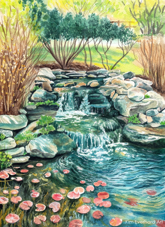 A Pleasant Pond - Original Painting - 9x12" - Kim Everhard Art