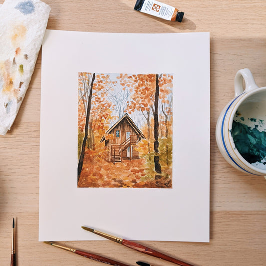 Cozy Woodland Cabin - Watercolor Process