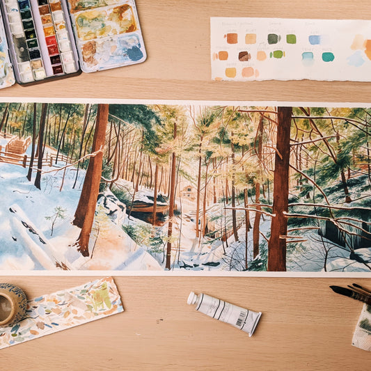 Tiny Cabin Commission - Watercolor Process