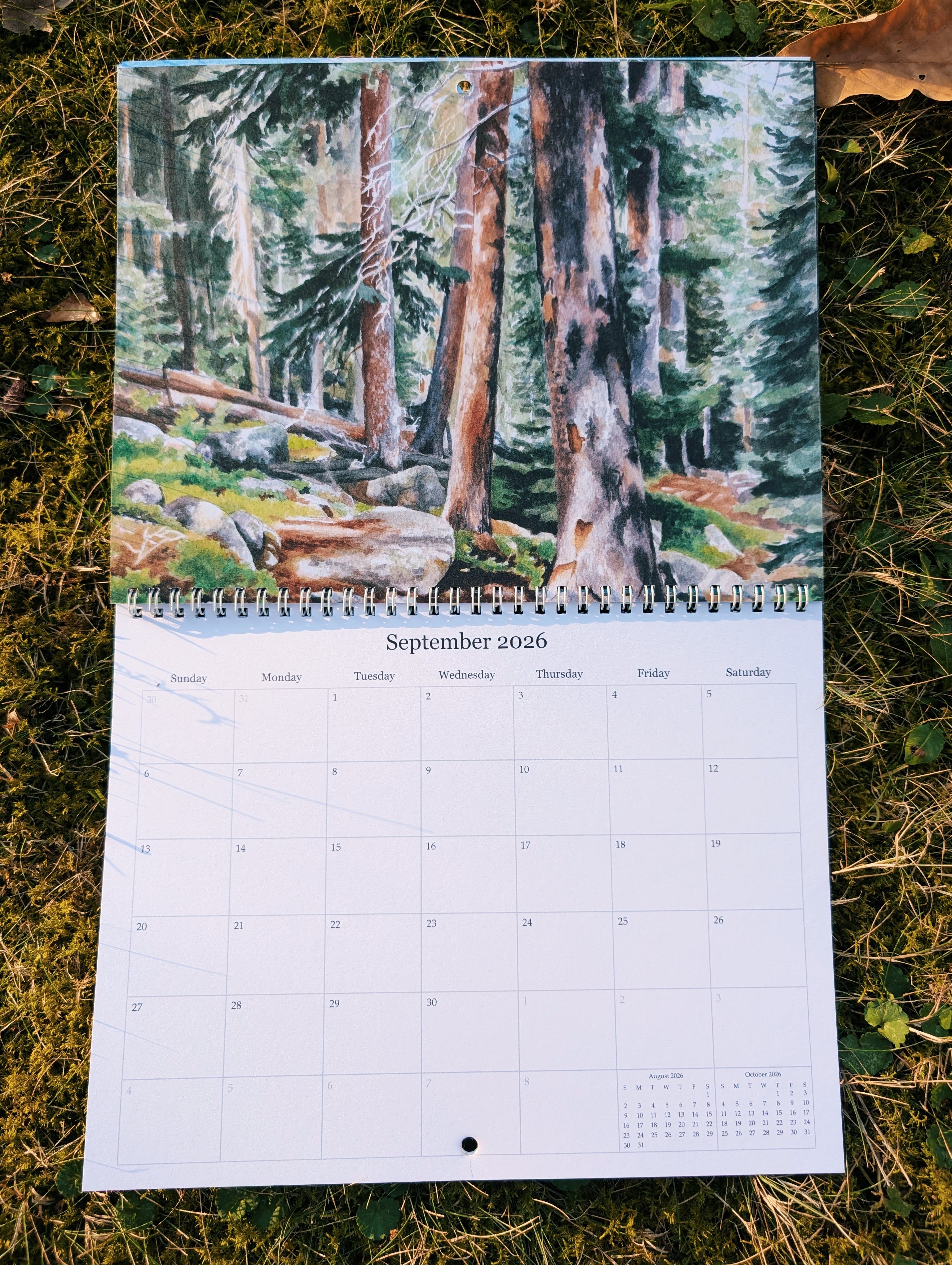 Calendar with a forest design