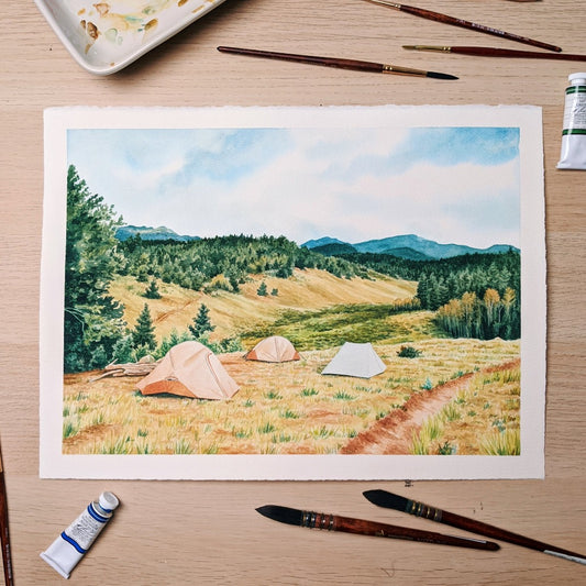 Campsite With A View - Original Painting - 12x16" - Kim Everhard Art