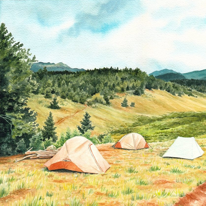 Campsite With A View - Original Painting - 12x16" - Kim Everhard Art