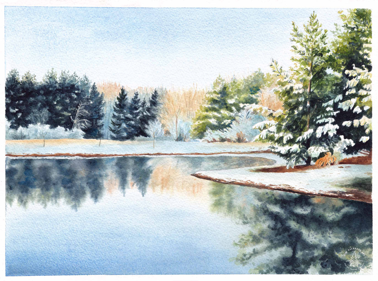 Hello Winter - Original Watercolor - Kim Everhard Art