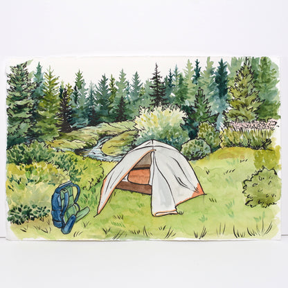 Campsite in Dolly Sods - Original Painting - 10.5x7" - Kim Everhard Art