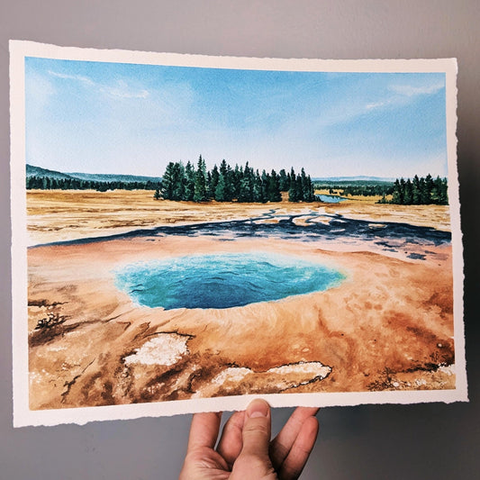 Turquoise Pond | Yellowstone - Original Watercolor - Kim Everhard Art