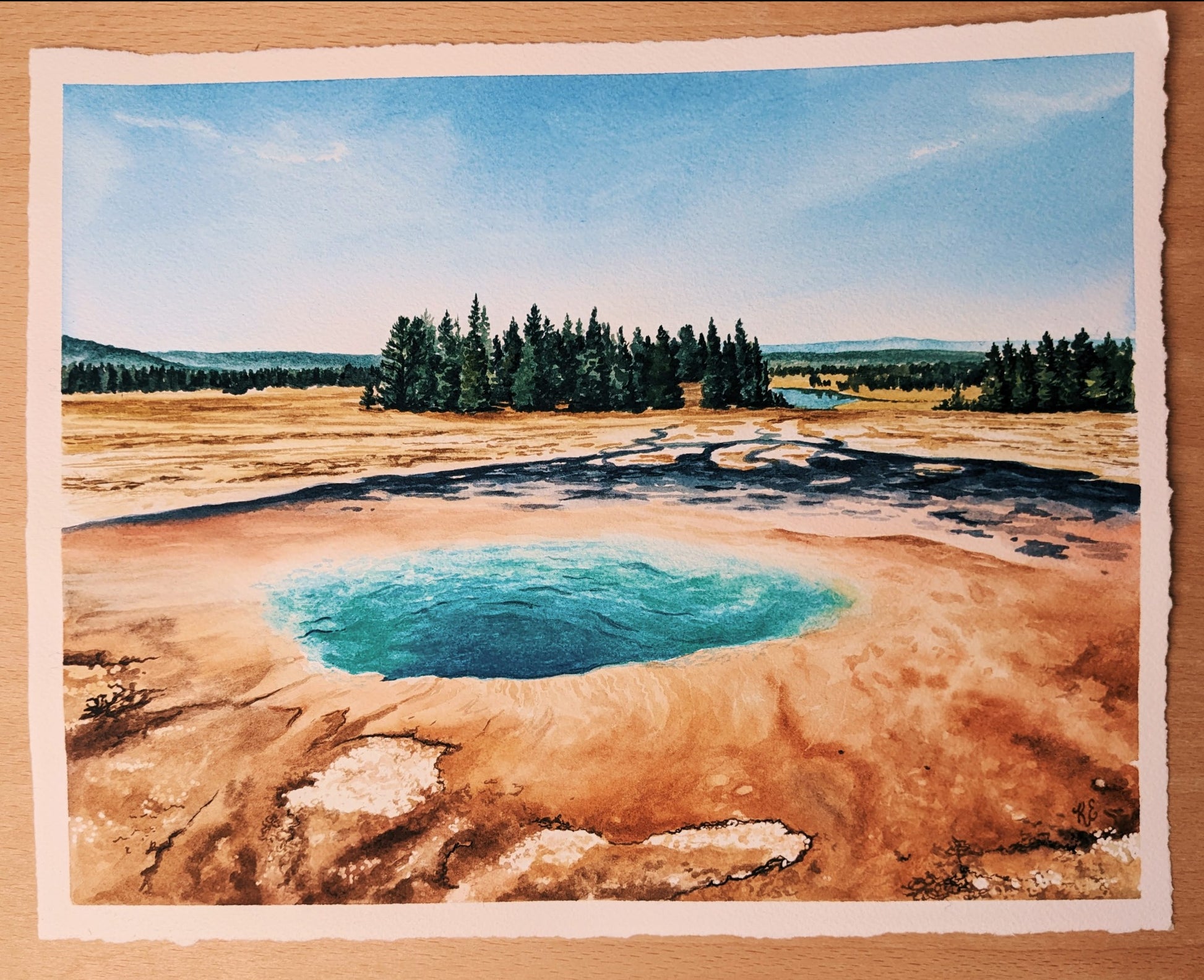 Turquoise Pond | Yellowstone - Original Watercolor - Kim Everhard Art